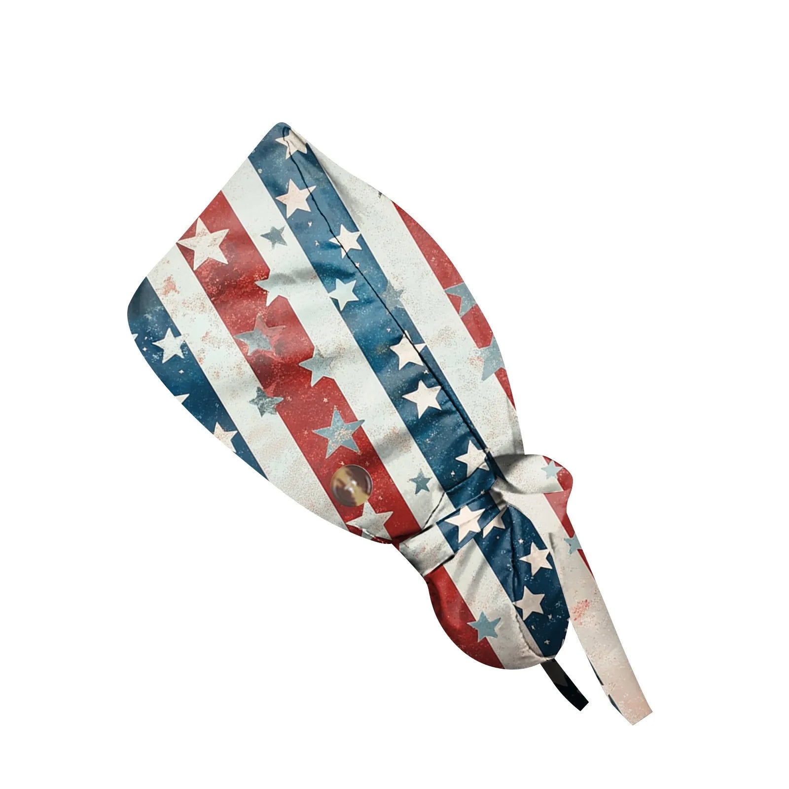 Fashion Independence Day Printed Nurse Hat Casual Women's Ponytail Hats Baotou Hat Dustproof Hat Nursing Work Hats