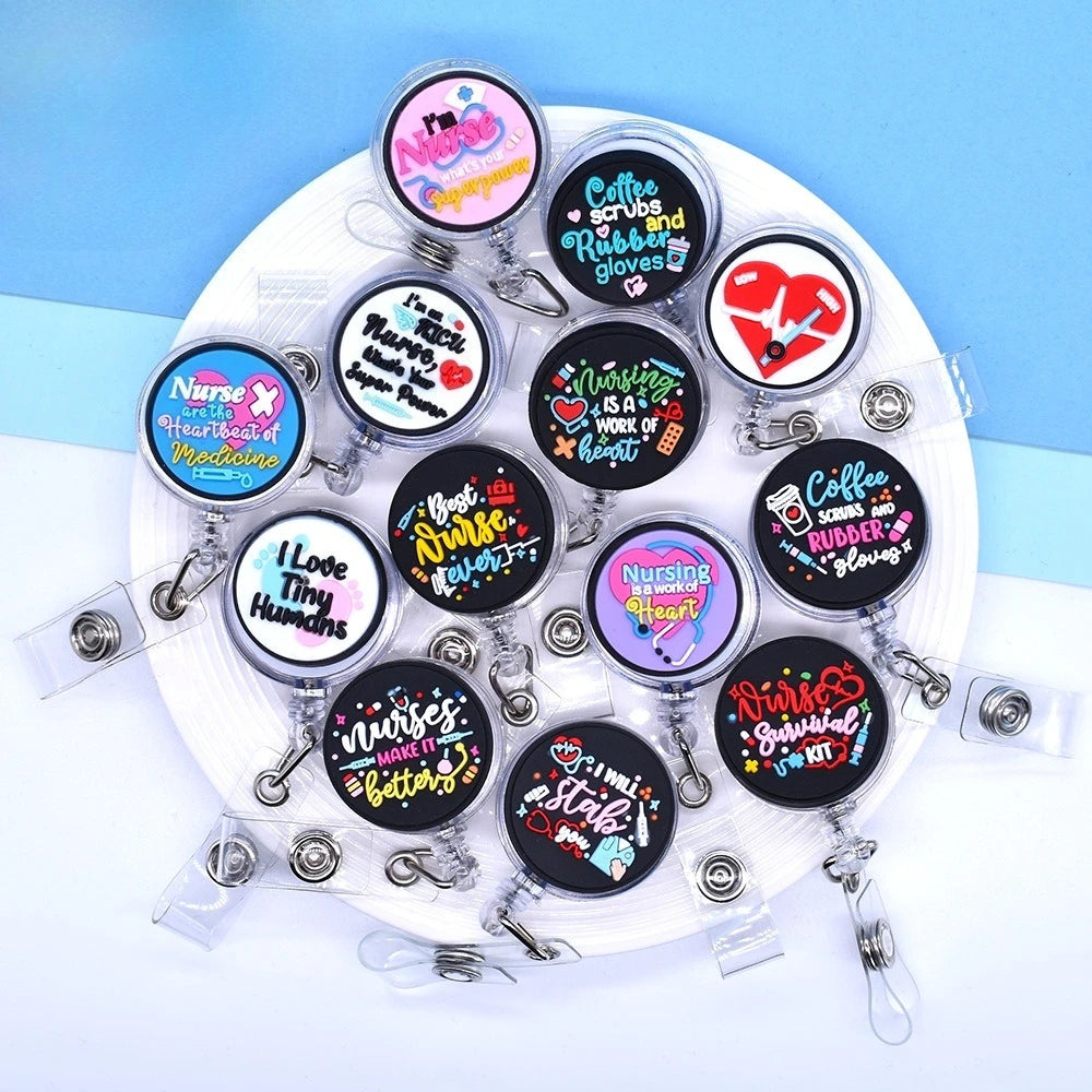 1/3/5 PCS Funny Retractable Badge Reel – Cute Nurse ID Holder with Alligator Clip