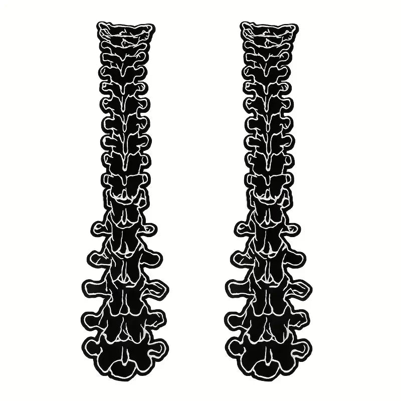 1 Pair Ertebra Backbone Embroidered Patch, Punk, Gothic Badge