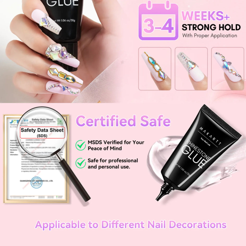 Nail Rhinestone Glue Set - for 3D Art Design Super Strong Adhesive