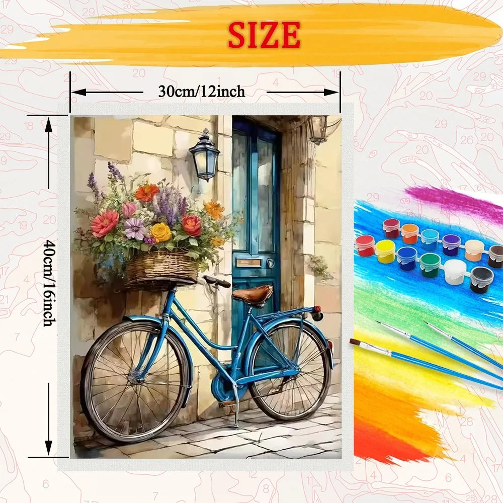 Flower Bicycle Paint By Numbers For Adult Floral