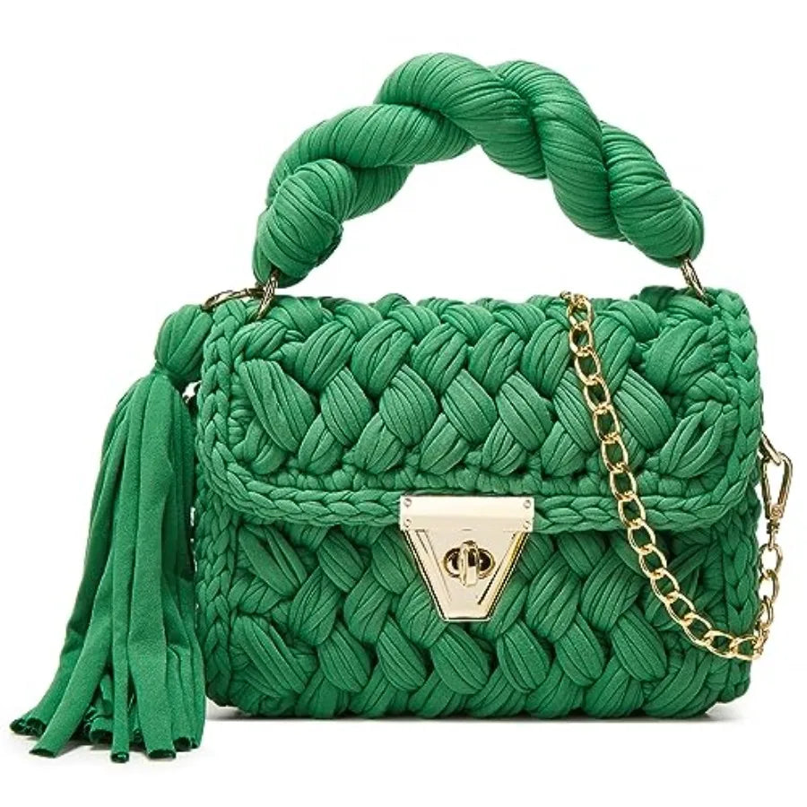 Chunky Yarn Knit Crochet Tote Purse Crossbody Bags for Women ,Clutch Flap ,Shoulder Bag.