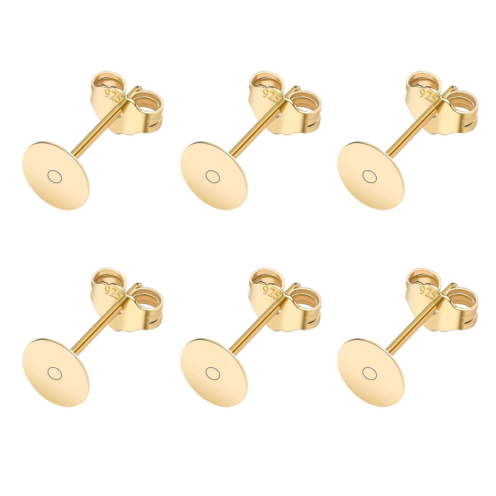 50pcs/Bag 925 Silver Stainless Steel Earring Studs Blank Post Base Pins With Earring Plug