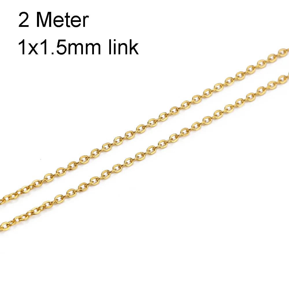 10 Meters Stainless Steel Chain,Gold&Steel Color Link for DIY Jewelry Making