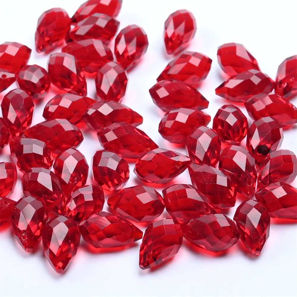 50pcs Crystal Teardrop Beads   Waterdrop Shape Faceted Beads