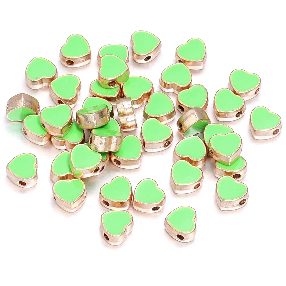 10pcs/Lot 8mm Alloy Double Sided Love Heart Enamel Beads for Jewelry Making Charms Loose Spacer Beads DIY Bracelet Necklace