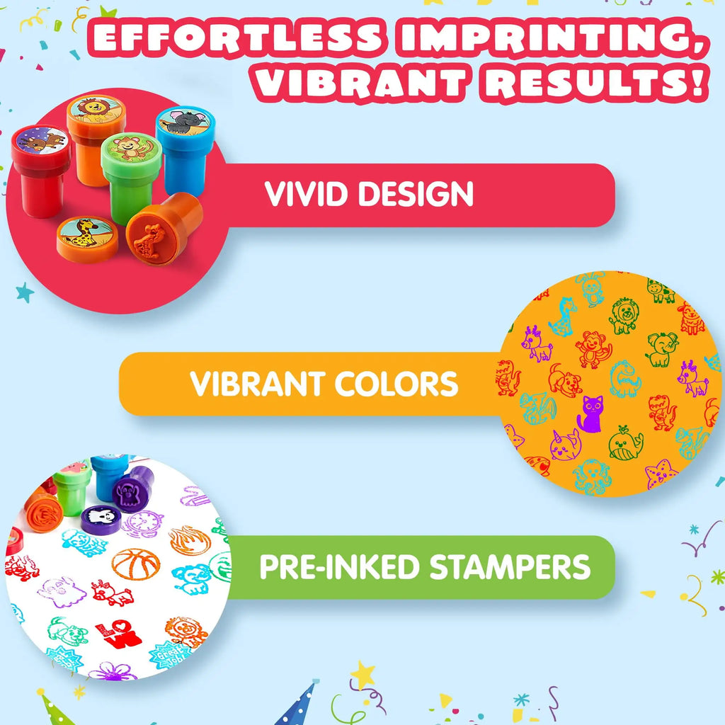 50 Pcs Assorted Stamps Self-Ink Stamps for Kids Birthday,Carnival Prizes, Halloween Gifts
