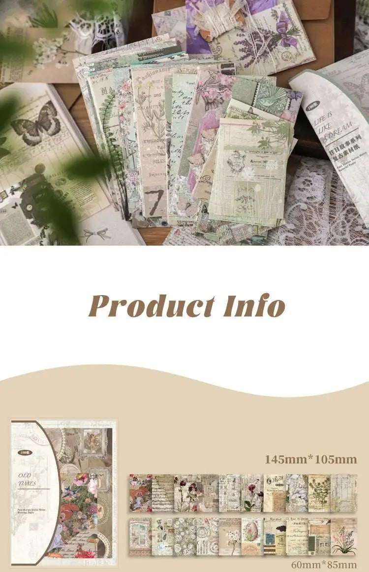 100Pcs/Pack Past Stories Vintage Series Scrapbooking Material
