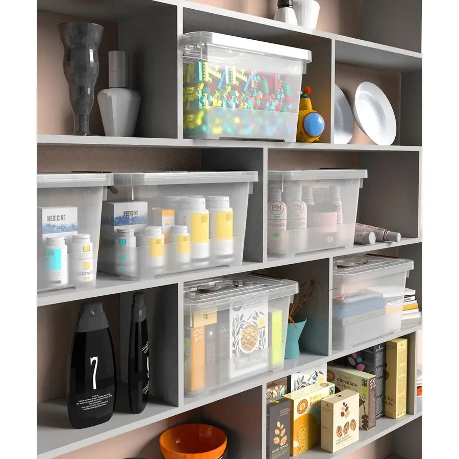 6Pack Clear 7 Quart Storage Latch Box Bins, Plastic Stackable with and Lid, MultiPurpose