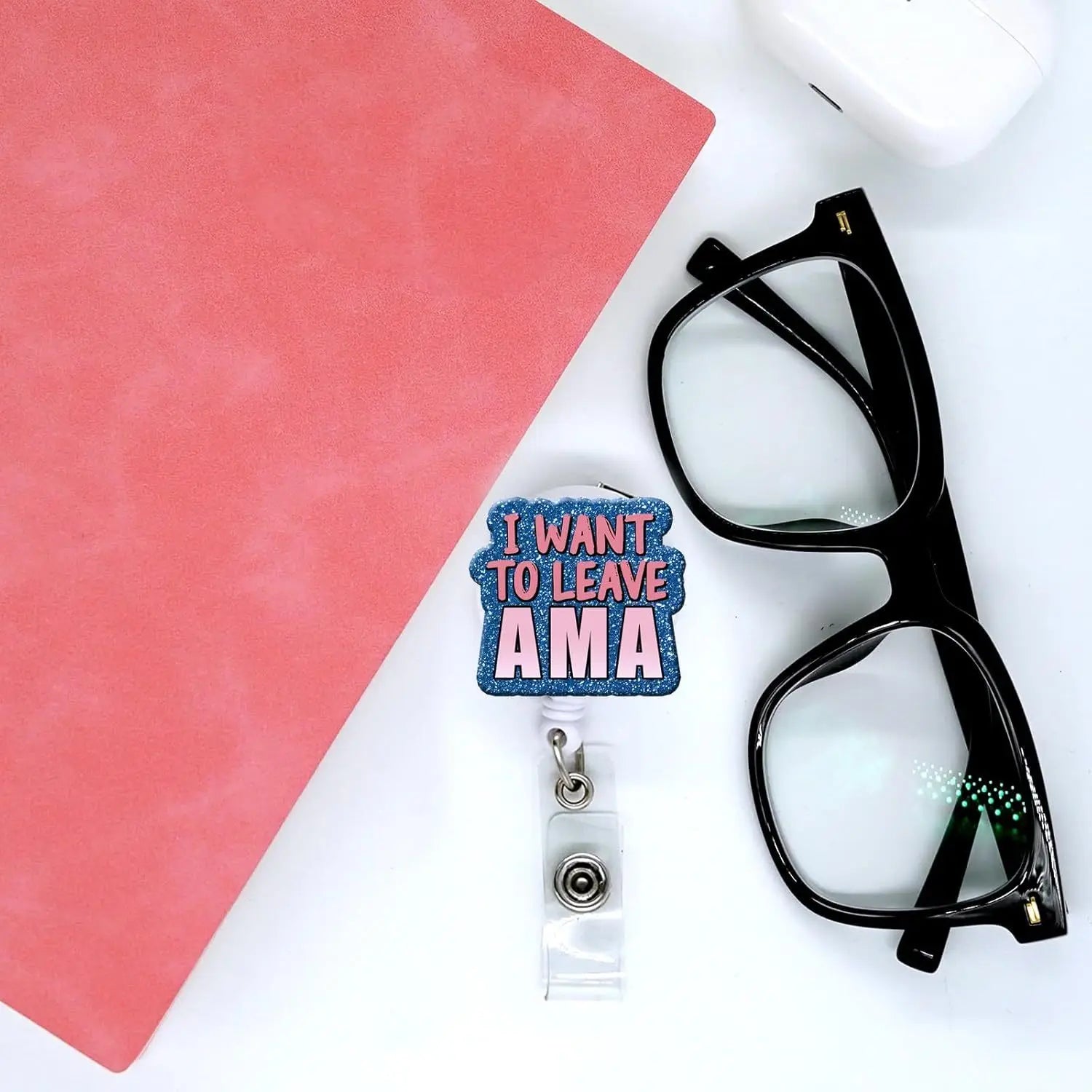 "I Want to Leave AMA" Badge Reel. Retractable ID clip for nurses,