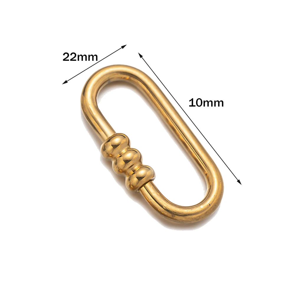 5pcs Stainless Steel Oval Star Buckle Carabiner Screw Lock Clasps For DIY Key ring