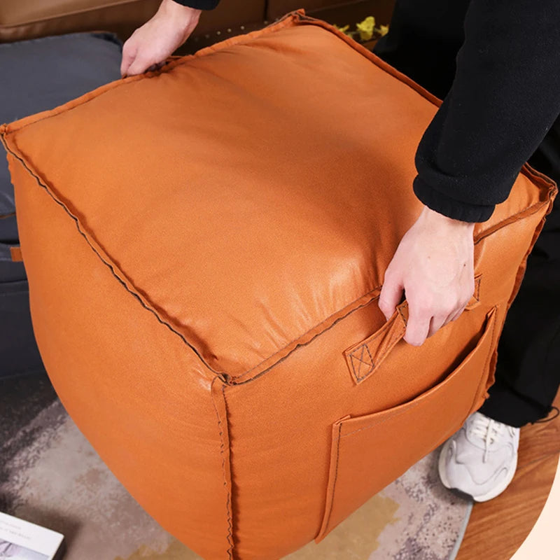 Unstuffed Pouf Cover No Filling Bohemian Lazy Floor Futon Under Desk Bedroom Decor