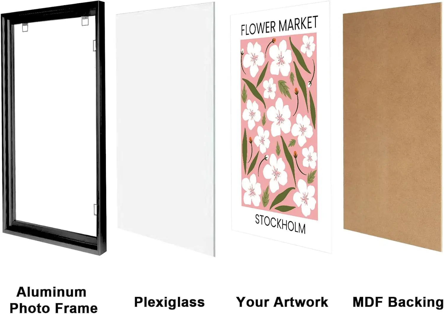 20x28 Inch Poster Frame Set of 2, Front-Loading Black Snap Frames