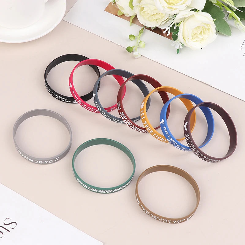 40pcs Inspirational Bible Verse Silicone Bracelets Faith-Based Wristbands