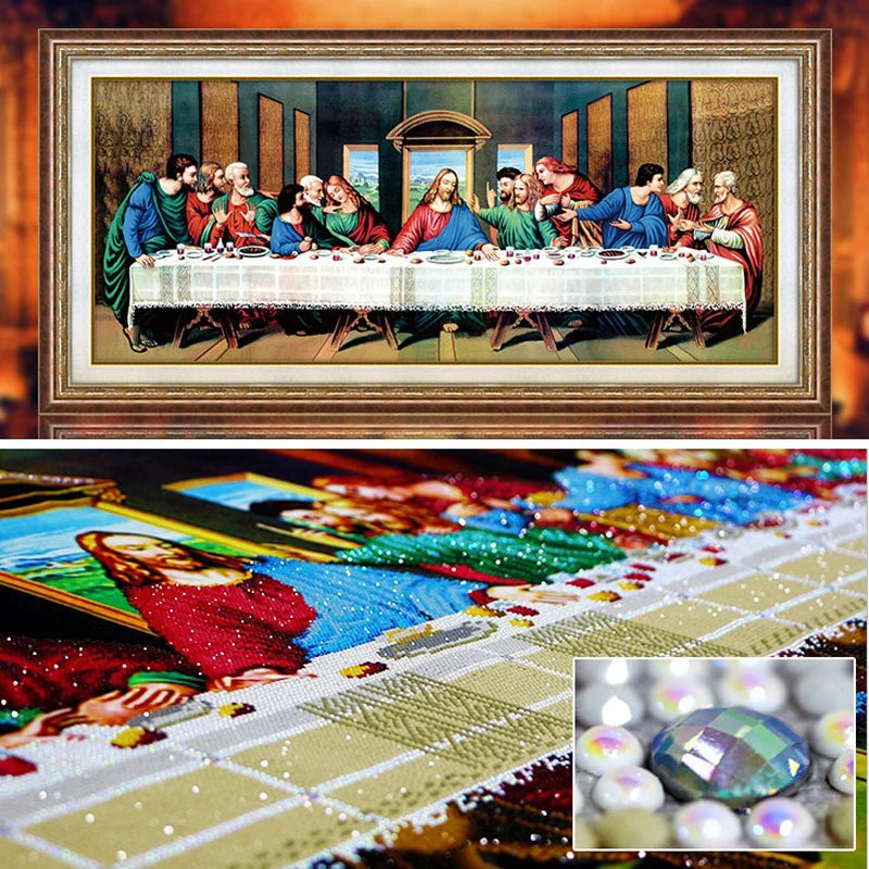 special shaped AB diamond last supper cross stitch embroidery kits 5d 3d wall sticker Jesus religious icon decoration