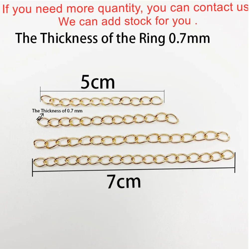 50-100pcs/lot 50mm 70mm  Necklace Extension Chain Bulk Bracelet Extended Chains Tail Extender