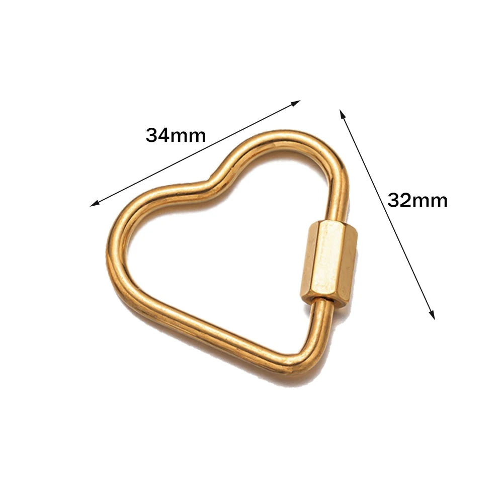 5pcs Stainless Steel Oval Star Buckle Carabiner Screw Lock Clasps For DIY Key ring