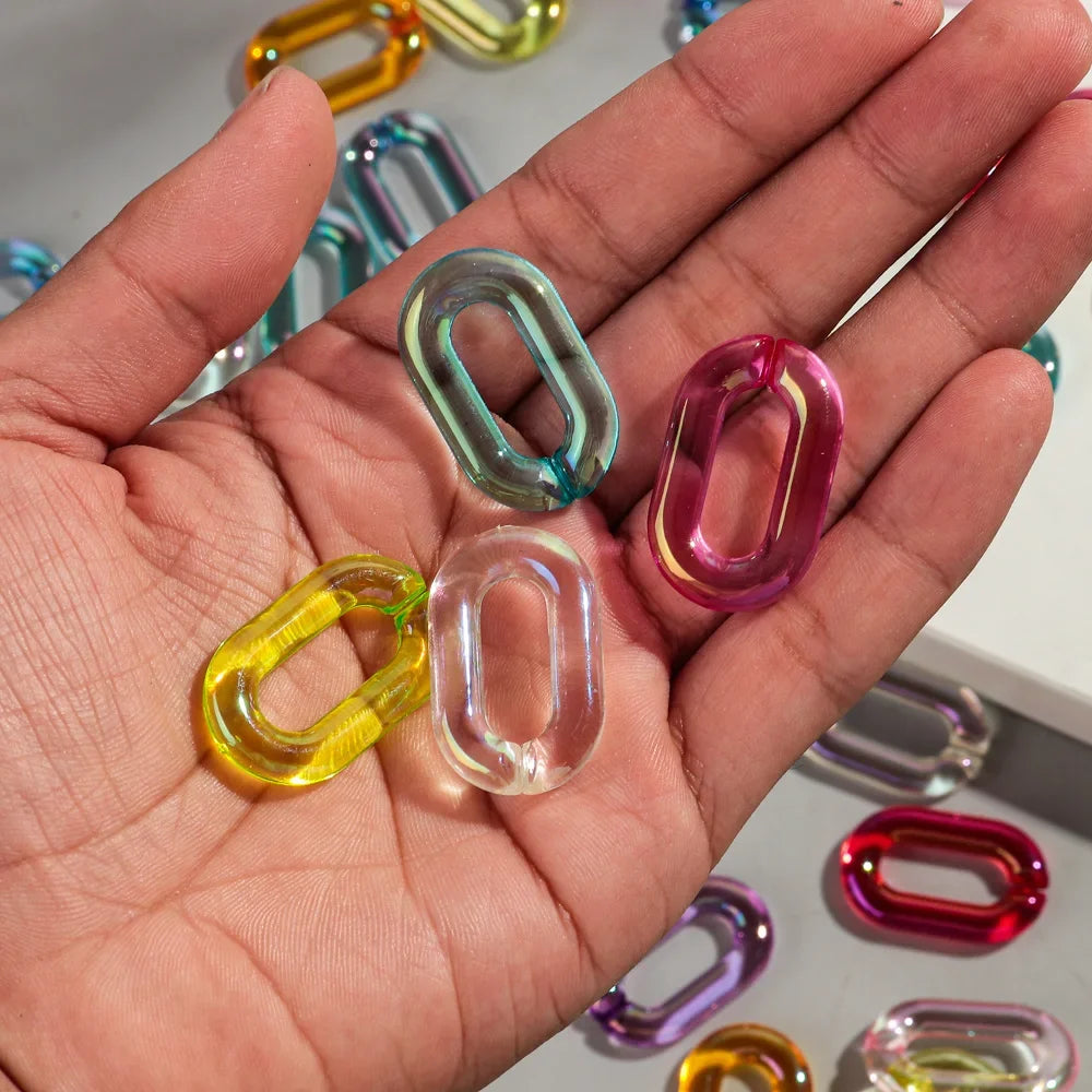 Colorful 20pc Transparent Oval LinkOval Link Chain Beads