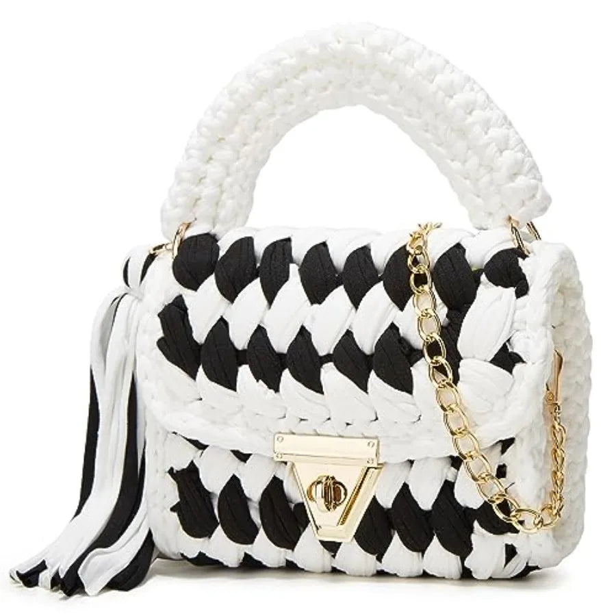 Chunky Yarn Knit Crochet Tote Purse Crossbody Bags for Women ,Clutch Flap ,Shoulder Bag.