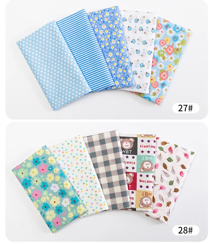 5Pcs/Set 25cmX25cm  Quilting Cloth Patchwork Needlework Handmade DIY Material