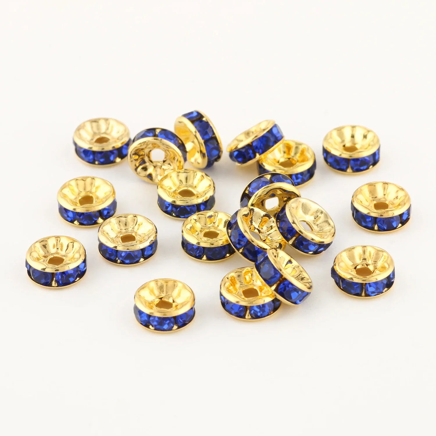 50pc/Lot 6mm 8mm 10mm AB Color  Rhinestone Ball Shape Loose Beads Metal Crystal Beads