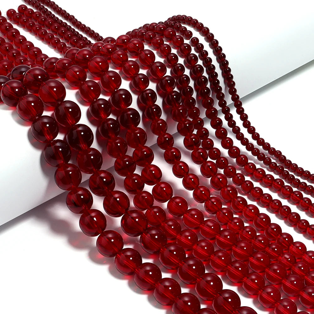 1Strand 4/6/8/10mm Red Garnet Color  Red Garnet  Loose Spacer Bead for Jewelry Making DIY Charms Bracelet Necklace Accessories