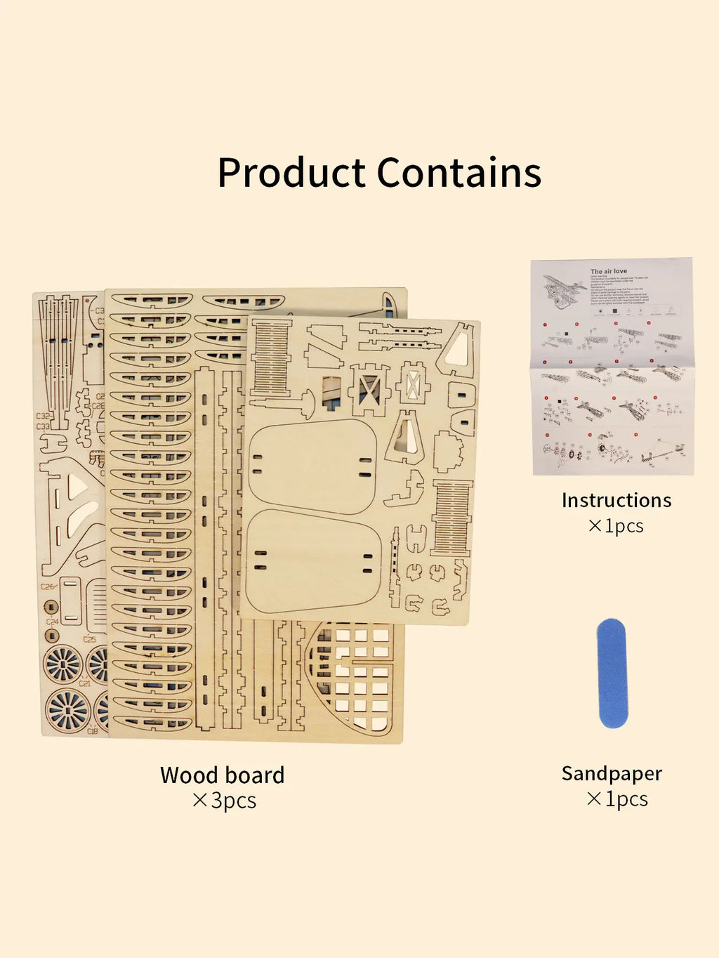 3D Wooden Puzzle Wood DIY Handmade Craft  Bi-Plane Model kits  Birthday and Christmas presents