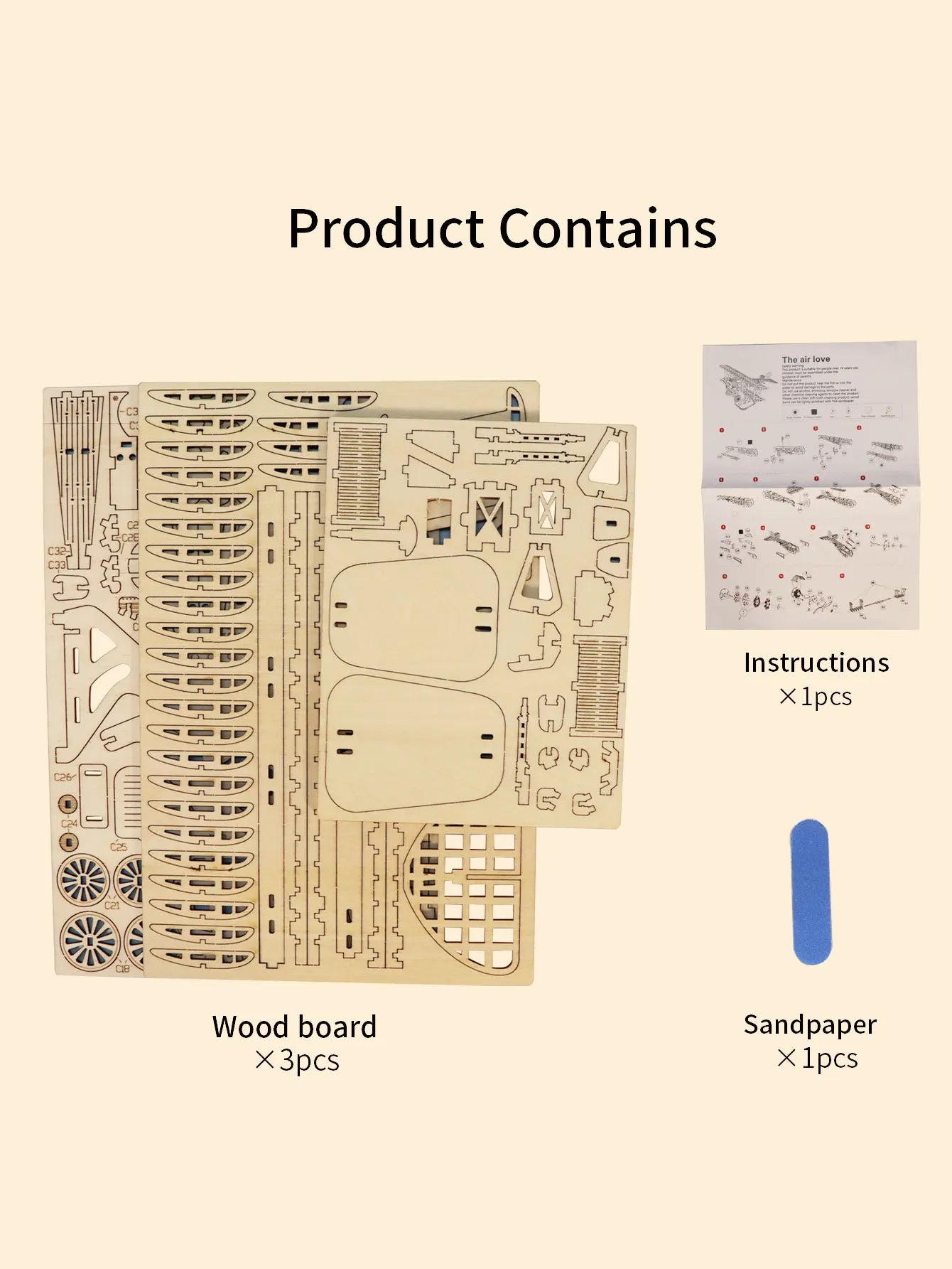 3D Wooden Puzzle Wood DIY Handmade Craft  Bi-Plane Model kits  Birthday and Christmas presents