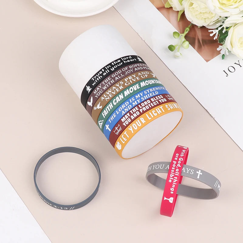 40pcs Inspirational Bible Verse Silicone Bracelets Faith-Based Wristbands