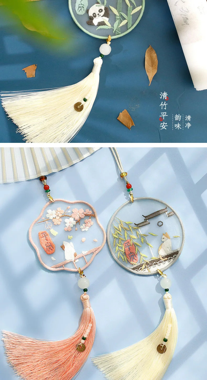 Car Pendant Needlepoint for Beginner Handmade, DIY Needlework Easy Embroidery Kit Sewing