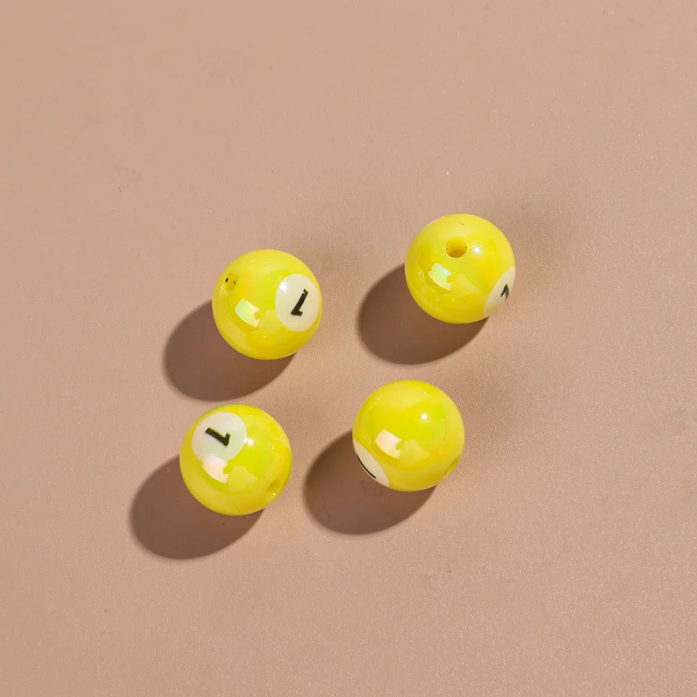 20pcs Iridescent Acrylic 16mm Round Digital Billiards Loose Bead for DIY Bracelet Necklace Keychain Jewelry Making Accessories