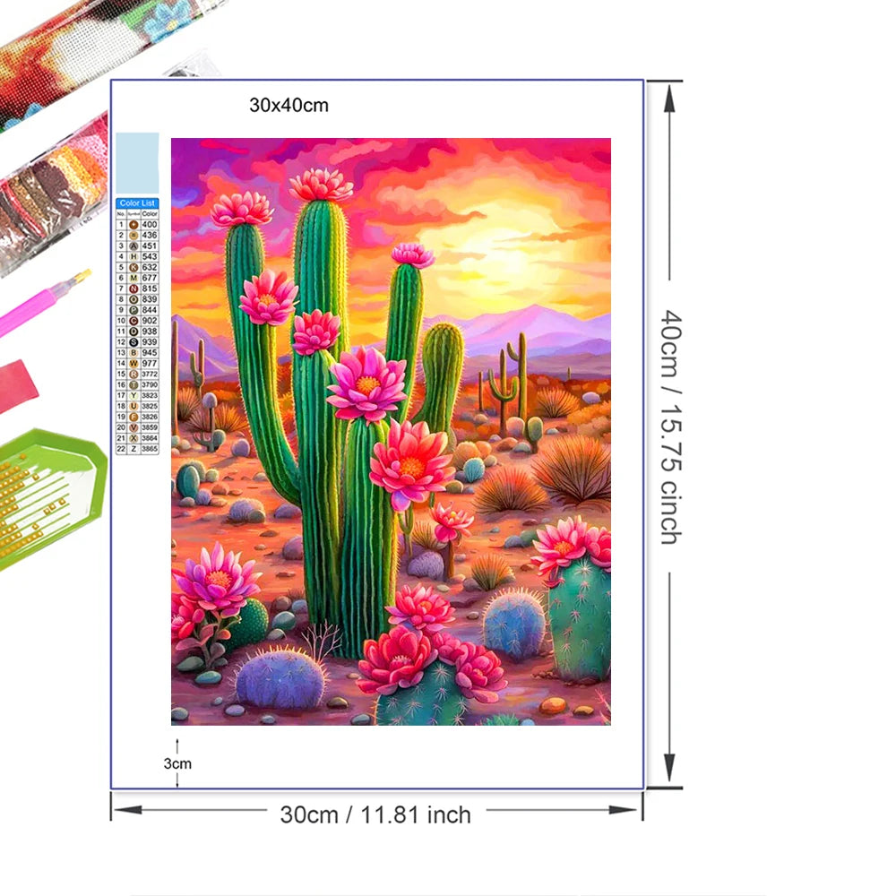 DIY Cactus Sunset Diamond Painting Kit