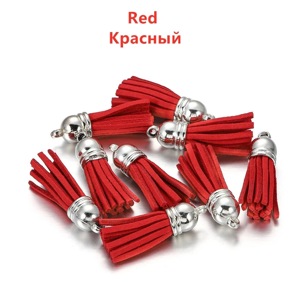 10pcs 36mm Leather Tassel Charms Straps, Suede Tassels DIY Jewelry Accessories