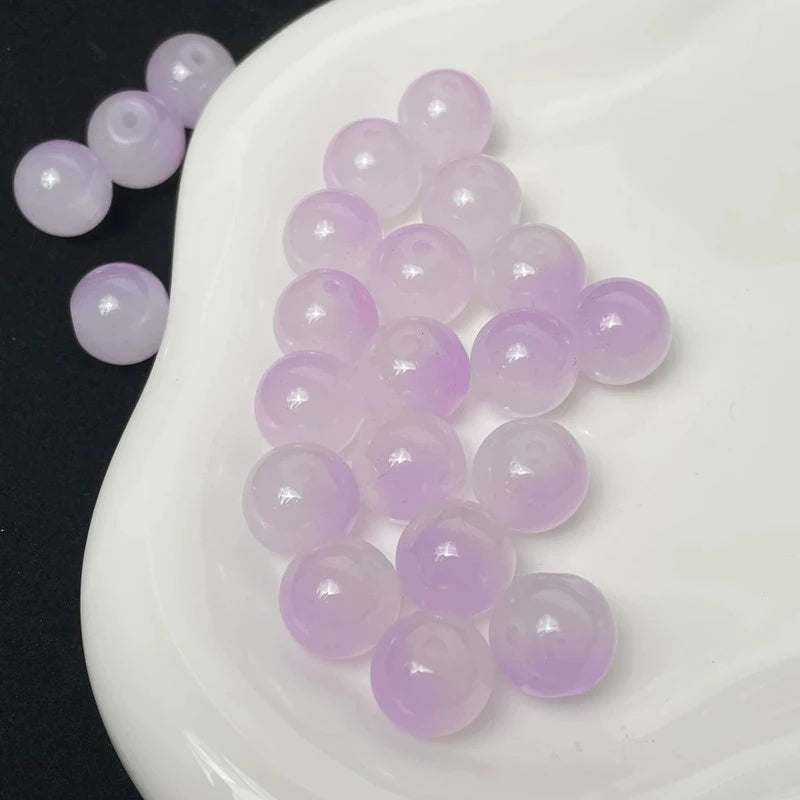 50pcs 8/10mm Dual Color Glass Round Loose Spacer Beads Jewelry Making