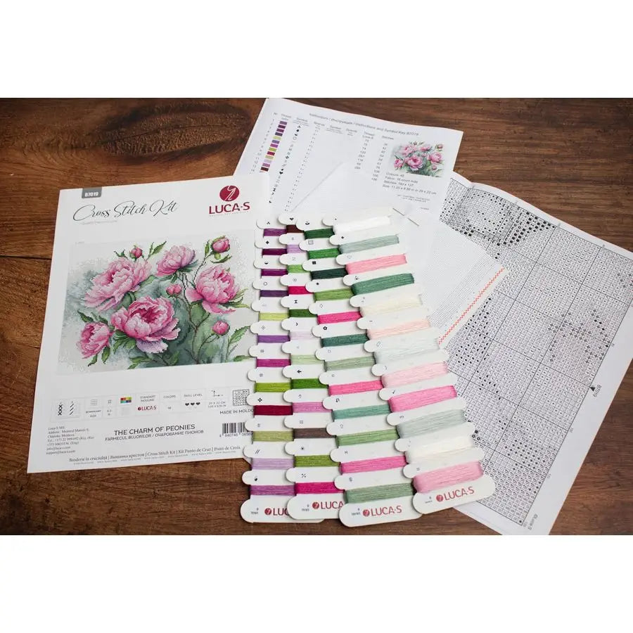 Cross Stitch Kit The Charm of Peonies, Counted  for Adults, Embroidery Kit,