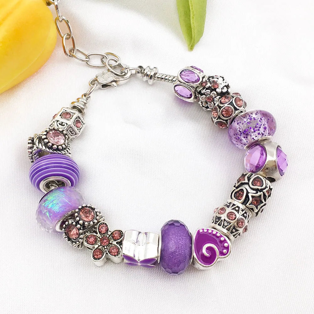 80 Pcs Large Hole Assorted Purple Resin Imitation Glass Beadsfor DIY Jewelry Making,