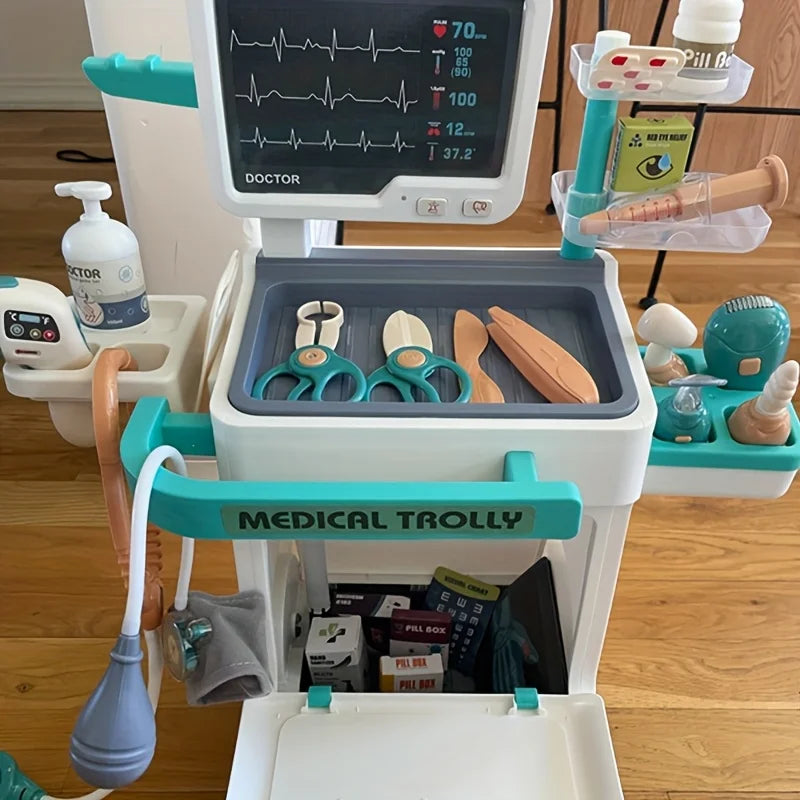 Pretend Medical Station Toy Set With Play Stethoscope And Medical Equipment - Doctor Role Play Gift,