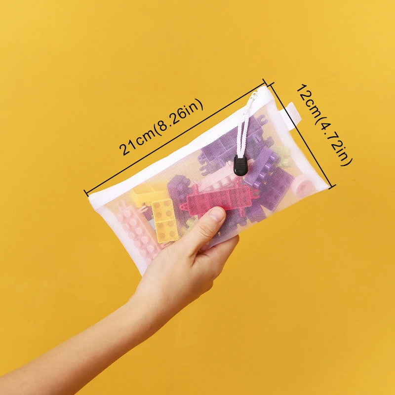 Mesh Zipper Pouch Clear Document Bag Toy storage bag small toy