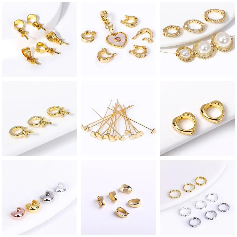 DIY Jewelry Accessories Inlaid Zircon Pearl Clasps Connectors 18K Gold Plated Pearl Clasps Fastener For Necklace Making Findings