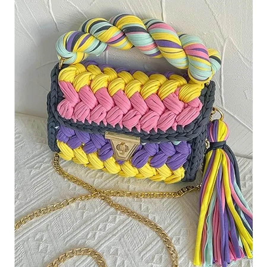 Chunky Yarn Knit Crochet Tote Purse Crossbody Bags for Women ,Clutch Flap ,Shoulder Bag.