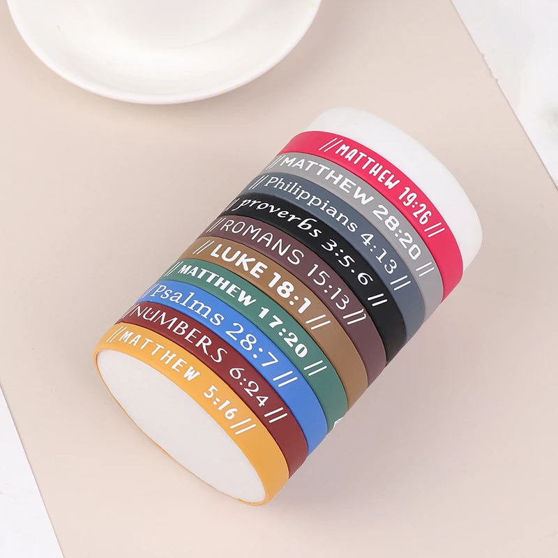 40pcs Inspirational Bible Verse Silicone Bracelets Faith-Based Wristbands