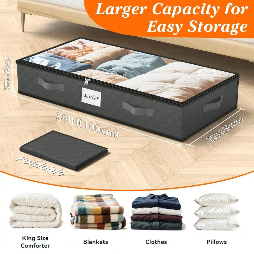 4PCS 90L Under Bed arts and crafts Storage Bins Clear Top Foldable Closet Organizer