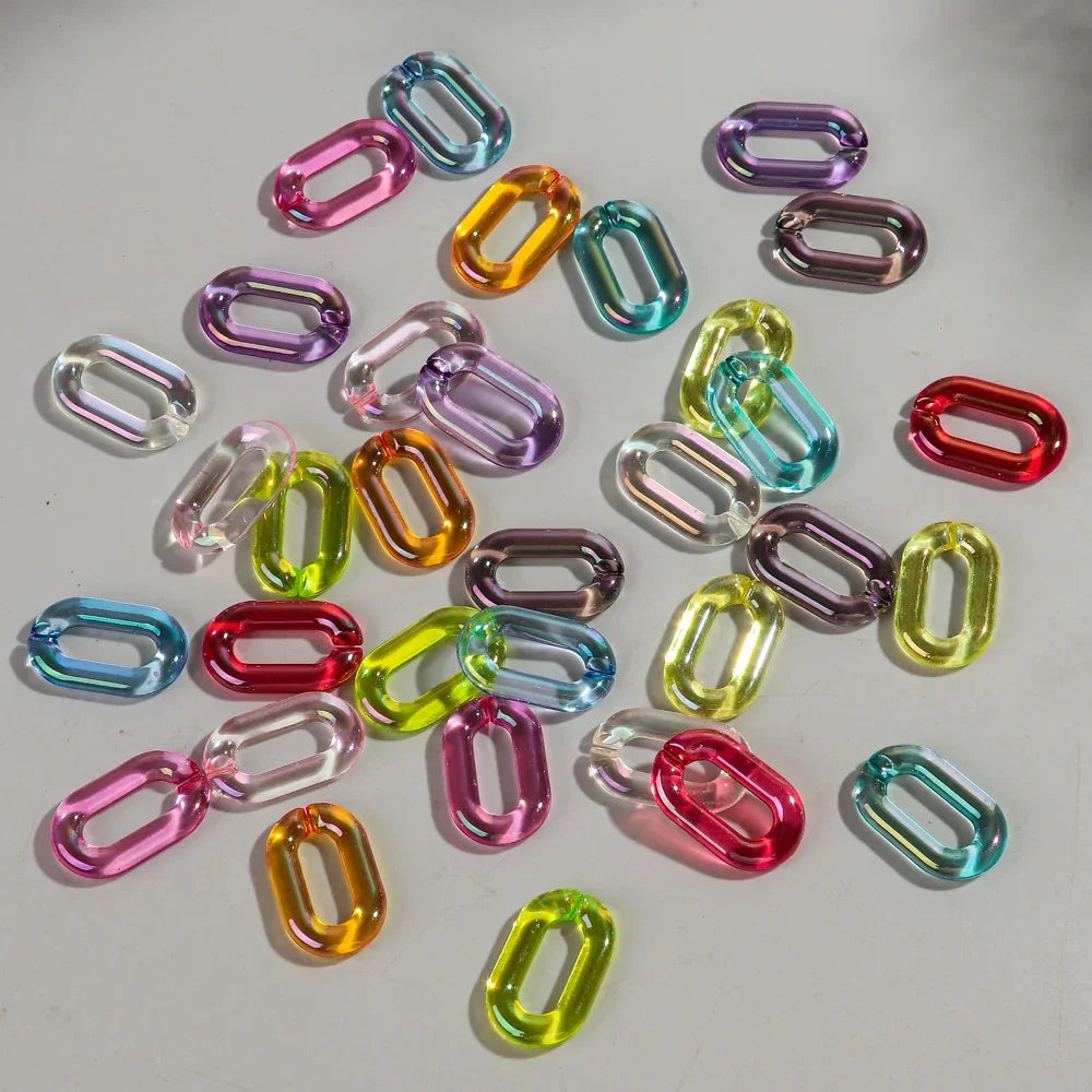 Colorful 20pc Transparent Oval LinkOval Link Chain Beads