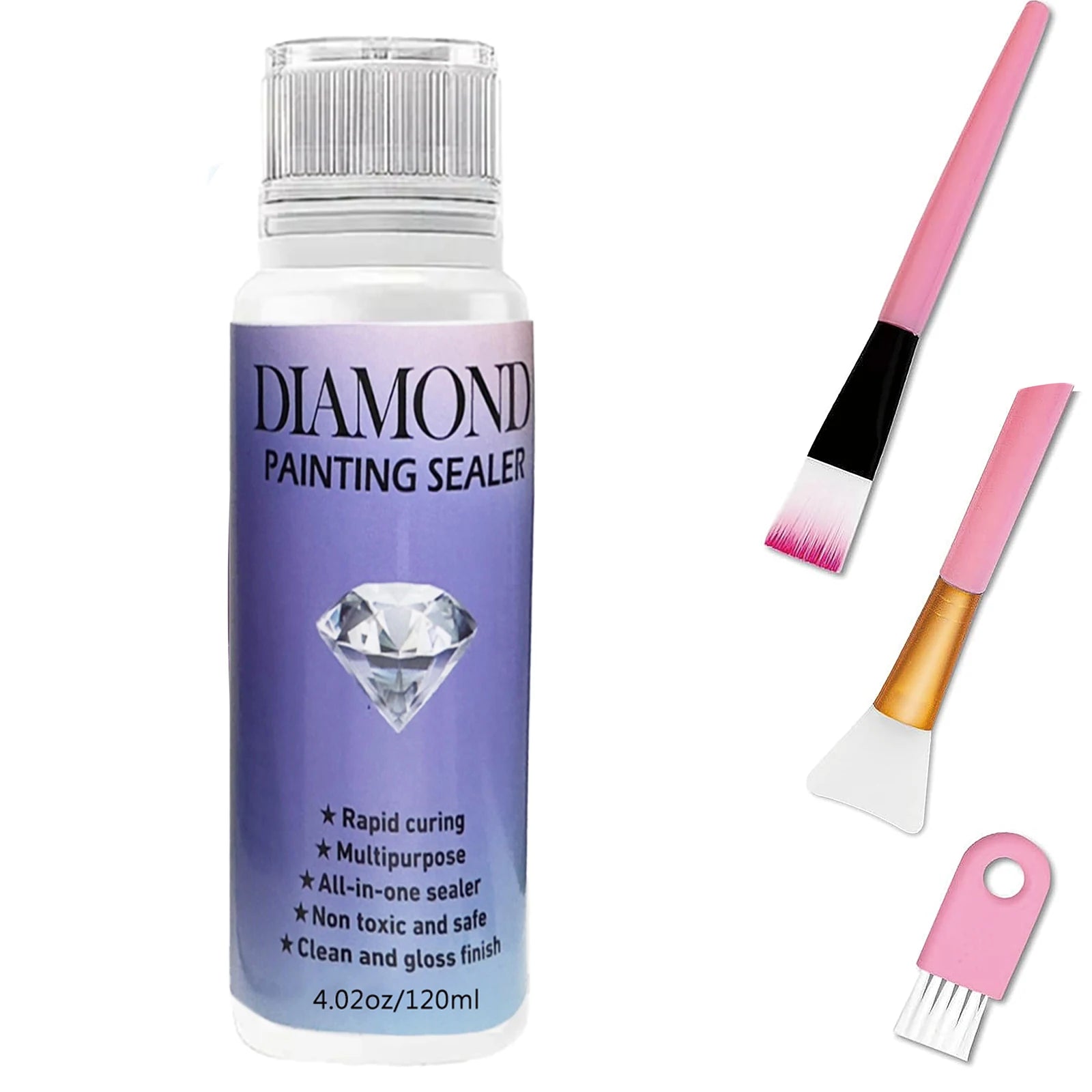 60ML/120ML/200ML Diamond Painting Sealer with 3 Pcs Brushes.