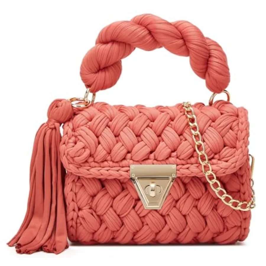 Chunky Yarn Knit Crochet Tote Purse Crossbody Bags for Women ,Clutch Flap ,Shoulder Bag.
