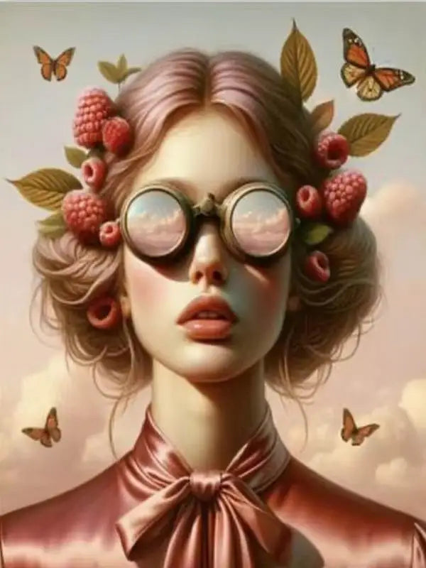 120 Colors Resin DIY Diamond Painting Beautiful Woman with Glasses Flower with Sticker.