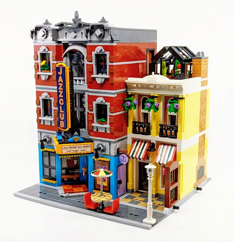 Creating Jazz Club Expert Pizza Shop House Building Blocks Street View Toys Christmas gift