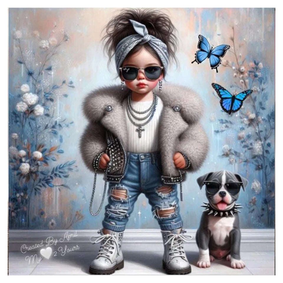 Cool Girl 5D DIY Diamond Painting Full Diamond Mosaic Embroidery Steampunk Girl Cross Stitch Kits Set Art