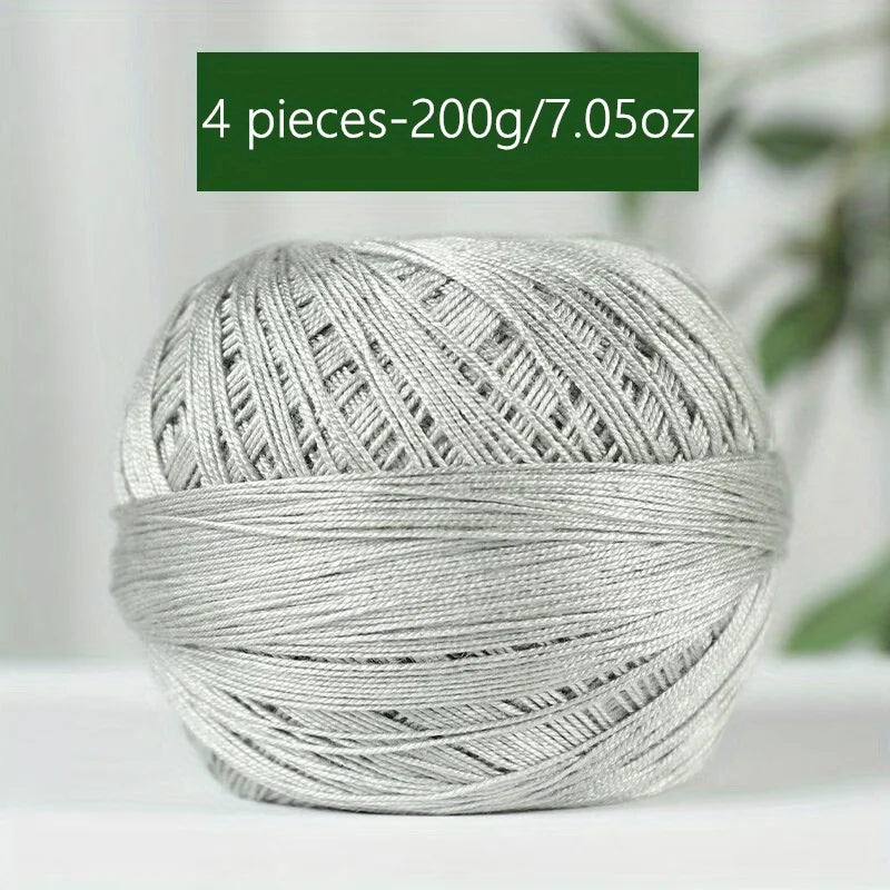 1PC Premium Mercerized Silk Lace Yarn Bundle-Soft, Durable, Vibrant Colors for DIY Knit & Crochet