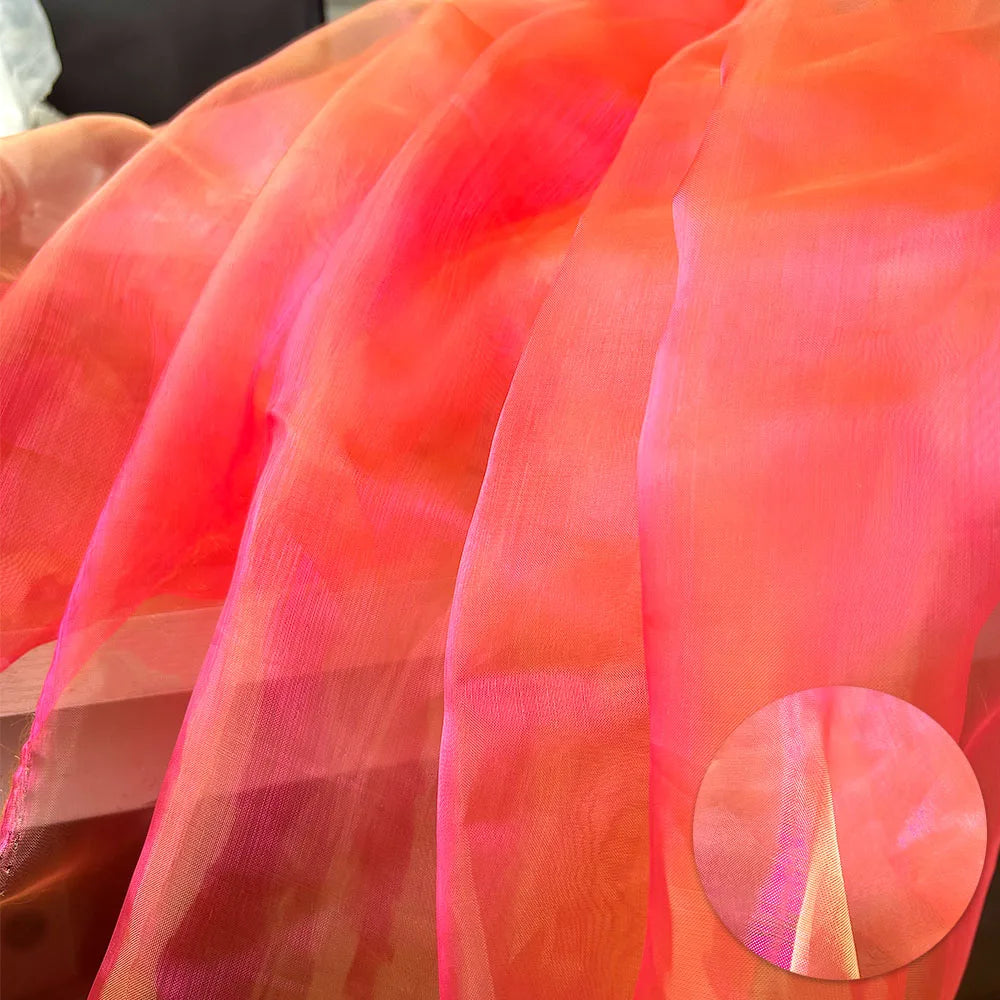 100X150cm Colorful Two-color Gradient Organza Mesh Fabric